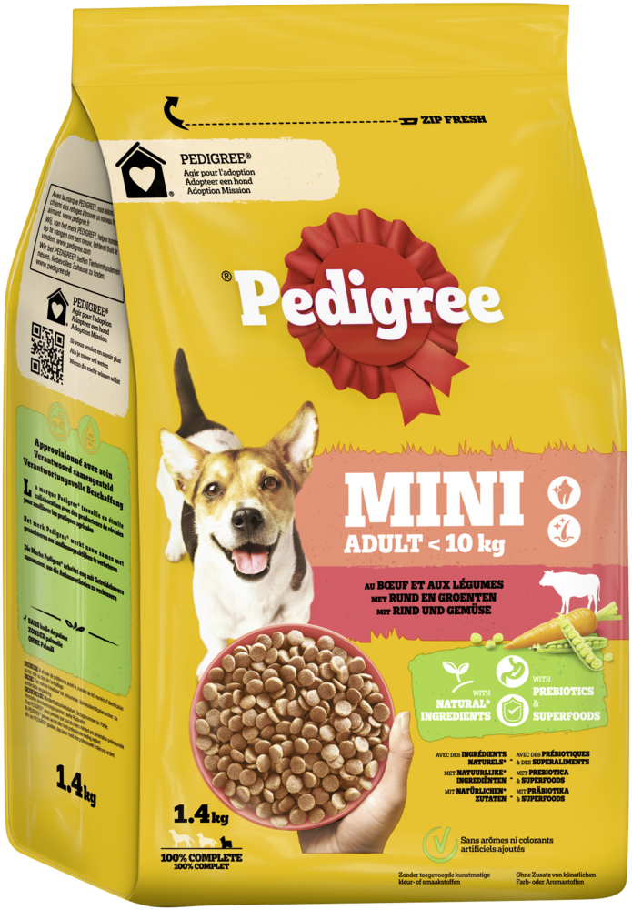 Pedigree Hunde-Trockenfutter Mini Adult mit Rind und Gemüse